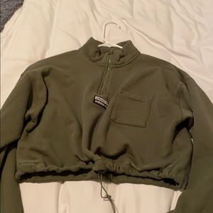 Army green Adidas cropped sweater